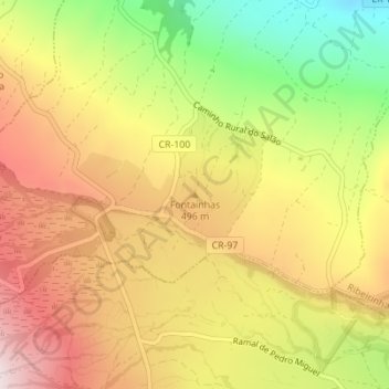 Fontaínhas topographic map, elevation, terrain