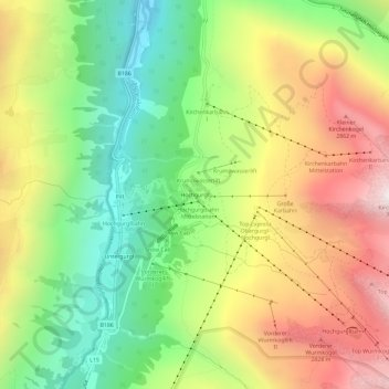 Hochgurgl topographic map, elevation, terrain