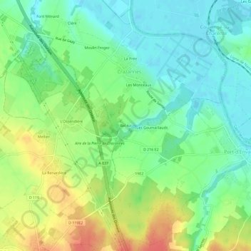 Bel Air topographic map, elevation, terrain