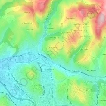 Le Bourg topographic map, elevation, terrain