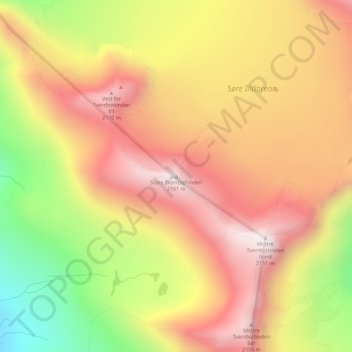 Store Tverrbottinden topographic map, elevation, terrain