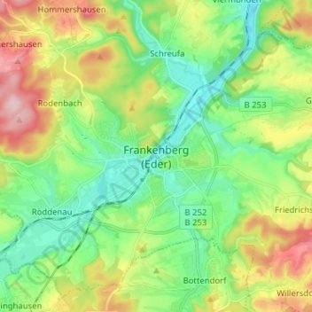 Frankenberg (Eder) topographic map, elevation, terrain