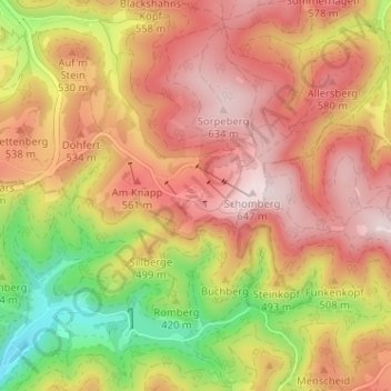 Wildewiese (Sauerland) topographic map, elevation, terrain