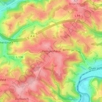 Heiligenhaus topographic map, elevation, terrain