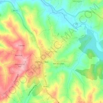 Marteleira topographic map, elevation, terrain