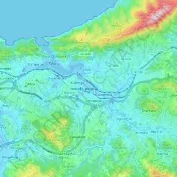 Rentería topographic map, elevation, terrain