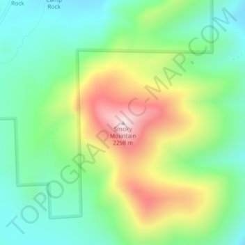 Smoky Mountain topographic map, elevation, terrain