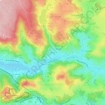 Gamay topographic map, elevation, terrain