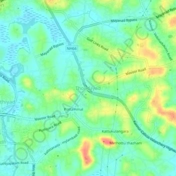 Thondayad topographic map, elevation, terrain
