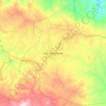 San Raymundo topographic map, elevation, terrain