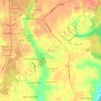 Clarks Run topographic map, elevation, terrain