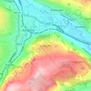 Long Lee topographic map, elevation, terrain