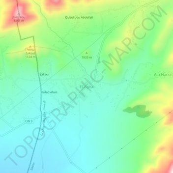 El Agna topographic map, elevation, terrain