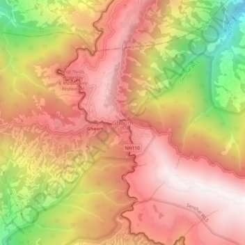 Ghoom topographic map, elevation, terrain