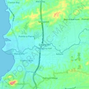 Gasparillo topographic map, elevation, terrain