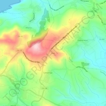 Yuso topographic map, elevation, terrain