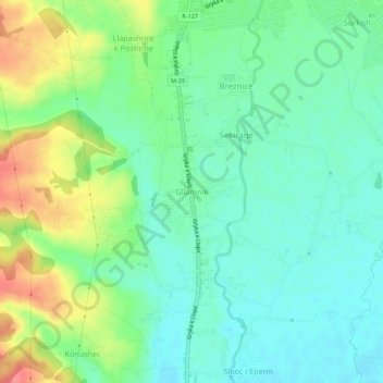 Gllamnik topographic map, elevation, terrain