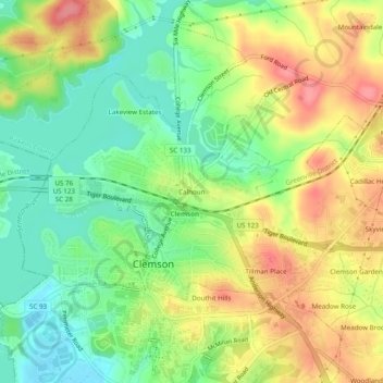 Calhoun topographic map, elevation, terrain