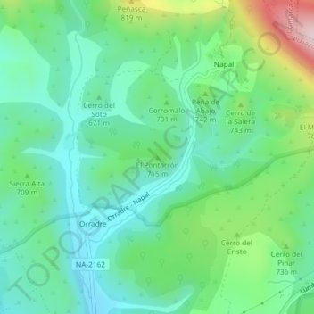 El Pontarrón topographic map, elevation, terrain
