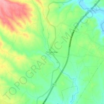 Torre do Bispo topographic map, elevation, terrain