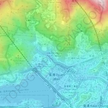 光板田村 topographic map, elevation, terrain