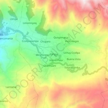 Uripa topographic map, elevation, terrain