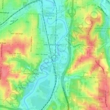 Centropolis topographic map, elevation, terrain