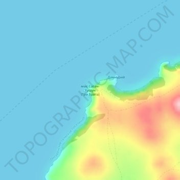 мыс Саган-Хушун (Три Брата) topographic map, elevation, terrain