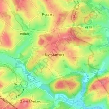 Nevraumont topographic map, elevation, terrain
