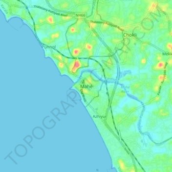Mahe topographic map, elevation, terrain