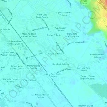 La Fuente Colonia topographic map, elevation, terrain