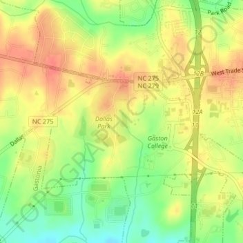 Gaston Park topographic map, elevation, terrain