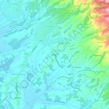Borgano topographic map, elevation, terrain