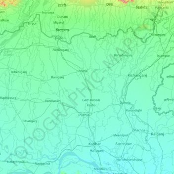 Purnia topographic map, elevation, terrain