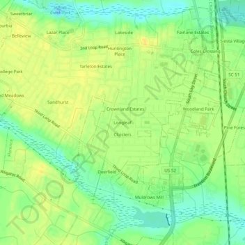 Longleaf topographic map, elevation, terrain