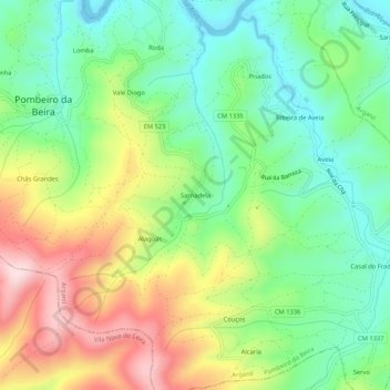 Sarnadela topographic map, elevation, terrain