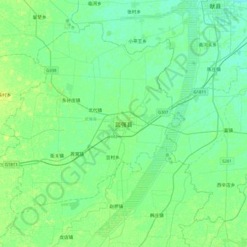 武强县 topographic map, elevation, terrain