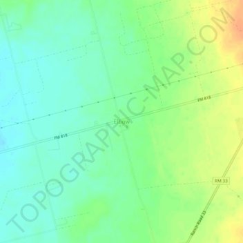 Elbow topographic map, elevation, terrain