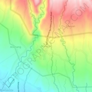 Managa topographic map, elevation, terrain