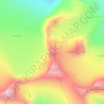Store Veotinden topographic map, elevation, terrain