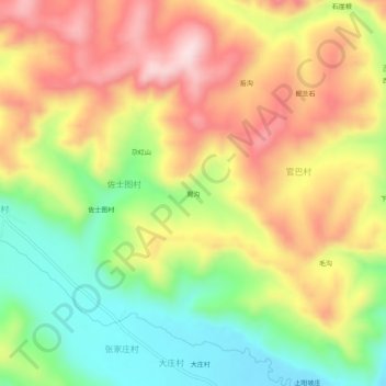 窎沟 topographic map, elevation, terrain