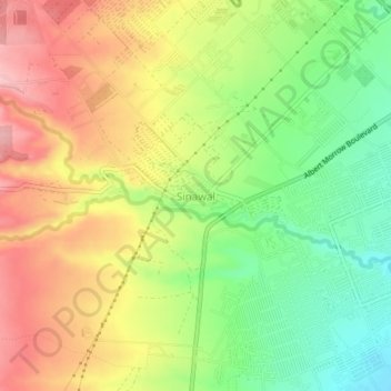 Sinawal topographic map, elevation, terrain