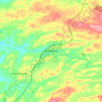 Dromore topographic map, elevation, terrain