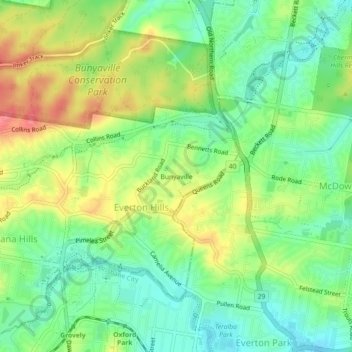 Bunyaville topographic map, elevation, terrain