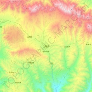 化隆县 topographic map, elevation, terrain