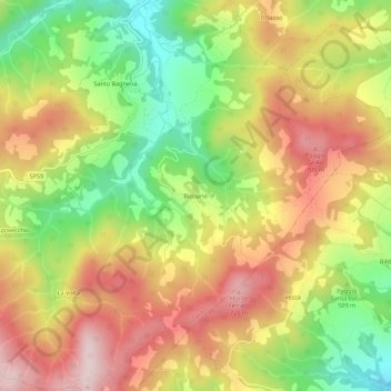 Bicciano topographic map, elevation, terrain
