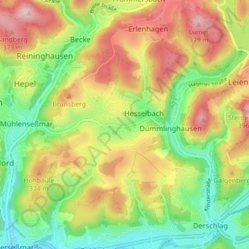 Bernberg topographic map, elevation, terrain