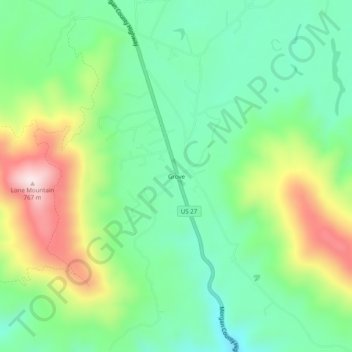 Grove topographic map, elevation, terrain