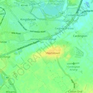Harrowden topographic map, elevation, terrain