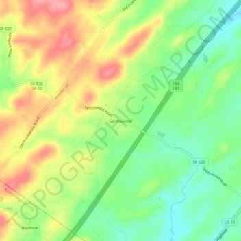 Spottswood topographic map, elevation, terrain